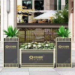户外铁艺不锈钢组合花箱可移动花坛外摆市政花槽树箱道路围栏定制H037