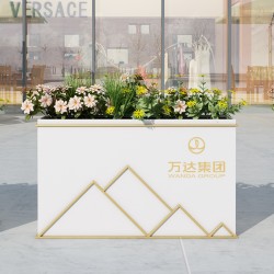 户外铁艺不锈钢组合花箱可移动花坛外摆市政花槽树箱道路围栏定制H034