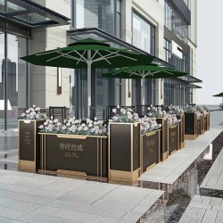 户外铁艺不锈钢组合花箱可移动花坛外摆市政花槽树箱道路围栏定制H067