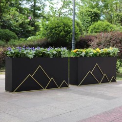 户外铁艺不锈钢组合花箱可移动花坛外摆市政花槽树箱道路围栏定制H050