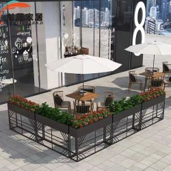 户外铁艺不锈钢组合花箱可移动花坛外摆市政花槽树箱道路围栏定制H056