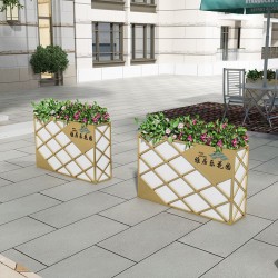 户外铁艺不锈钢组合花箱可移动花坛外摆市政花槽树箱道路围栏定制H011