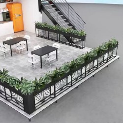 户外铁艺不锈钢组合花箱可移动花坛外摆市政花槽树箱道路围栏定制H055