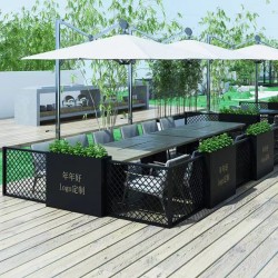 户外铁艺不锈钢组合花箱可移动花坛外摆市政花槽树箱道路围栏定制H048