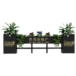 户外铁艺不锈钢组合花箱可移动花坛外摆市政花槽树箱道路围栏定制H028