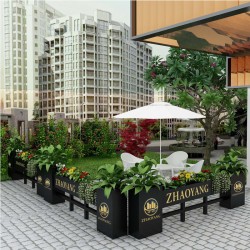 户外铁艺不锈钢组合花箱可移动花坛外摆市政花槽树箱道路围栏定制H027