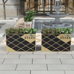 户外铁艺不锈钢组合花箱可移动花坛外摆市政花槽树箱道路围栏定制H015