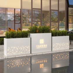 户外铁艺不锈钢组合花箱可移动花坛外摆市政花槽树箱道路围栏定制H031