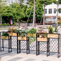 户外铁艺不锈钢组合花箱可移动花坛外摆市政花槽树箱道路围栏定制H054