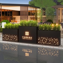 户外铁艺不锈钢组合花箱可移动花坛外摆市政花槽树箱道路围栏定制H032