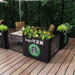 户外铁艺不锈钢组合花箱可移动花坛外摆市政花槽树箱道路围栏定制H006