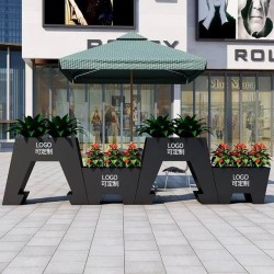 户外铁艺不锈钢组合花箱可移动花坛外摆市政花槽树箱道路围栏定制H049